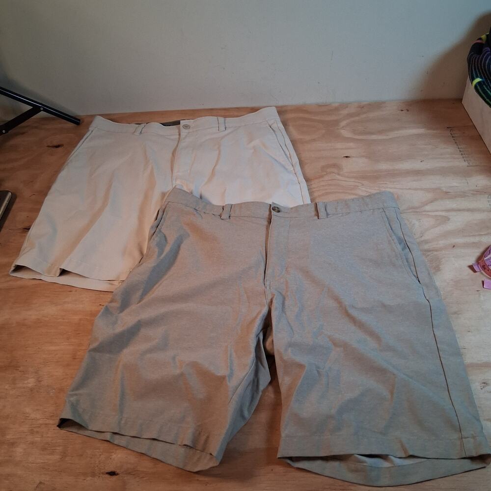 Ben Hogan Mens Golf Shorts Sz 34 Lot Of 2 Khaki Tan Shorts Chino Athletic